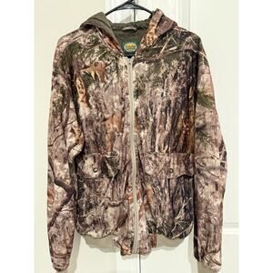Cabelas Zonz Woodlands Scentlok Men’s Size Large Camo Hunting Jacket Full Zip L